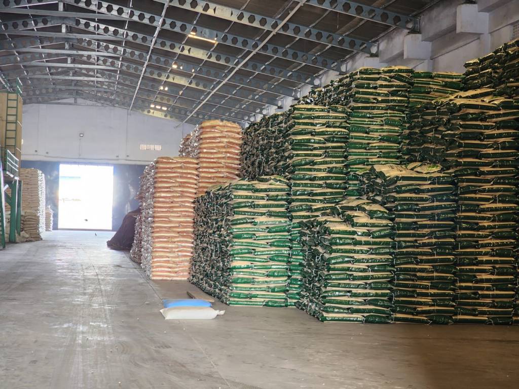 Stackhouse at Navyaa foods to store processed rice.