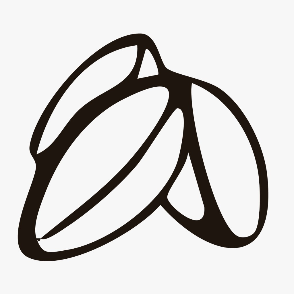 Stylized illustration of three elongated rice grains in a simplistic black outline design.